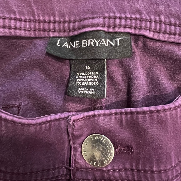 Lane Bryant Women's Plum Tapered jeans Size 16 Raw Hem Zip Ankle High Rise pants - Picture 2 of 14